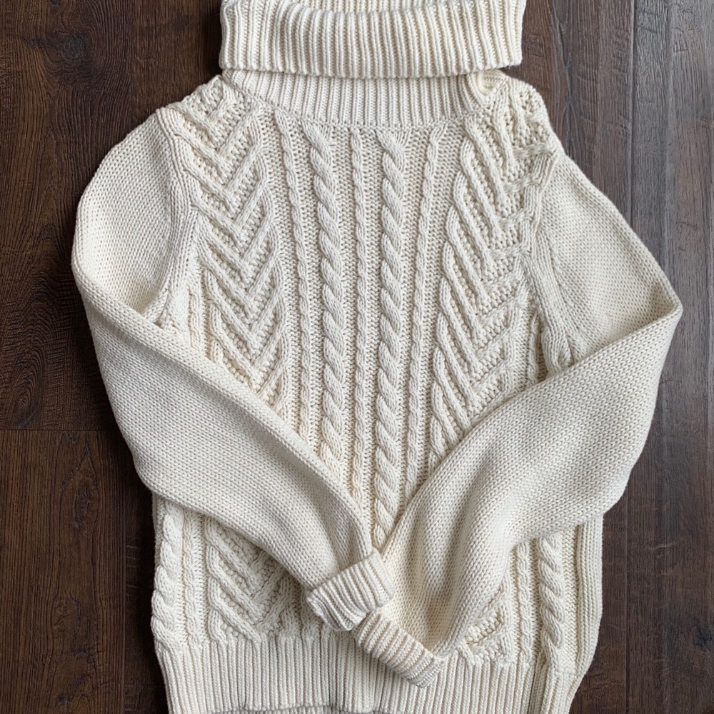 Lands End turtleneck cable knit sweater